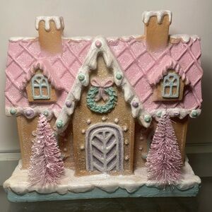 PINK Christmas Glitter Ginger Bread House